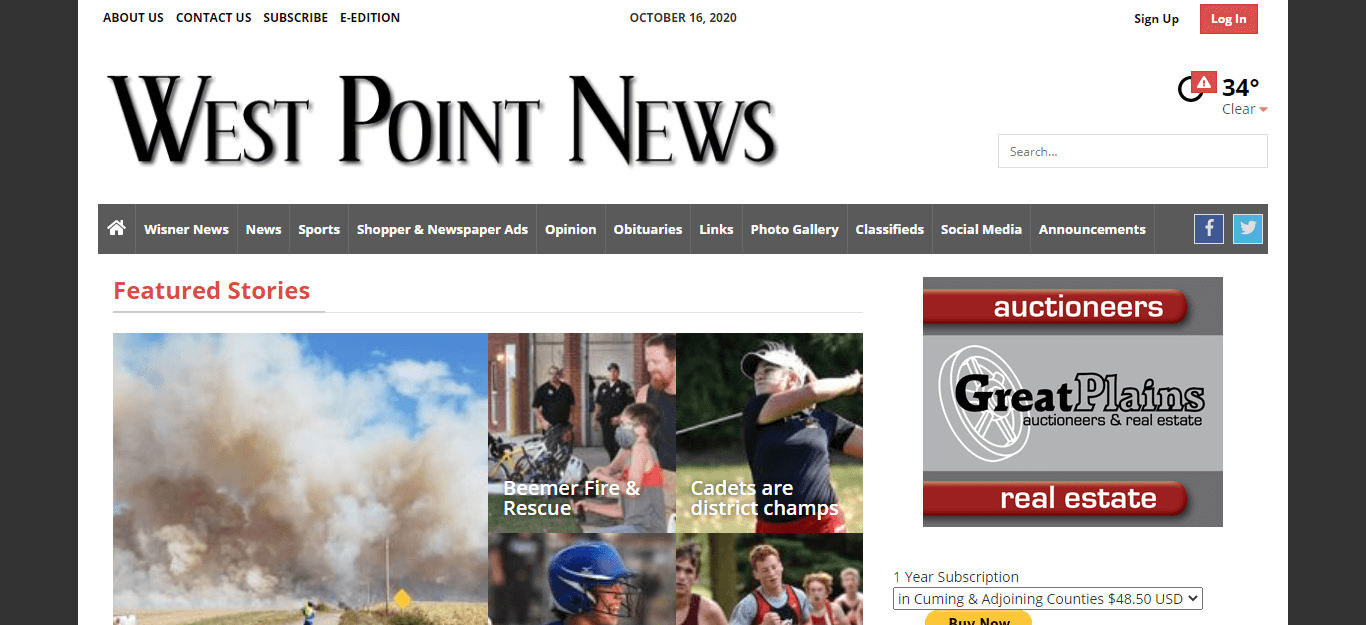 Nebraska Newspapers 16 West Point News website
