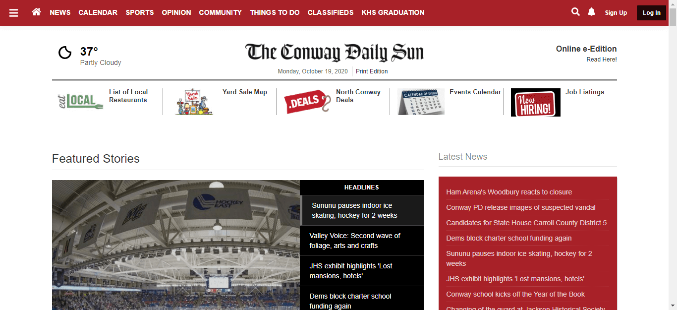 New Hampshire Newspaeprs 20 The Conway Daily Sun website