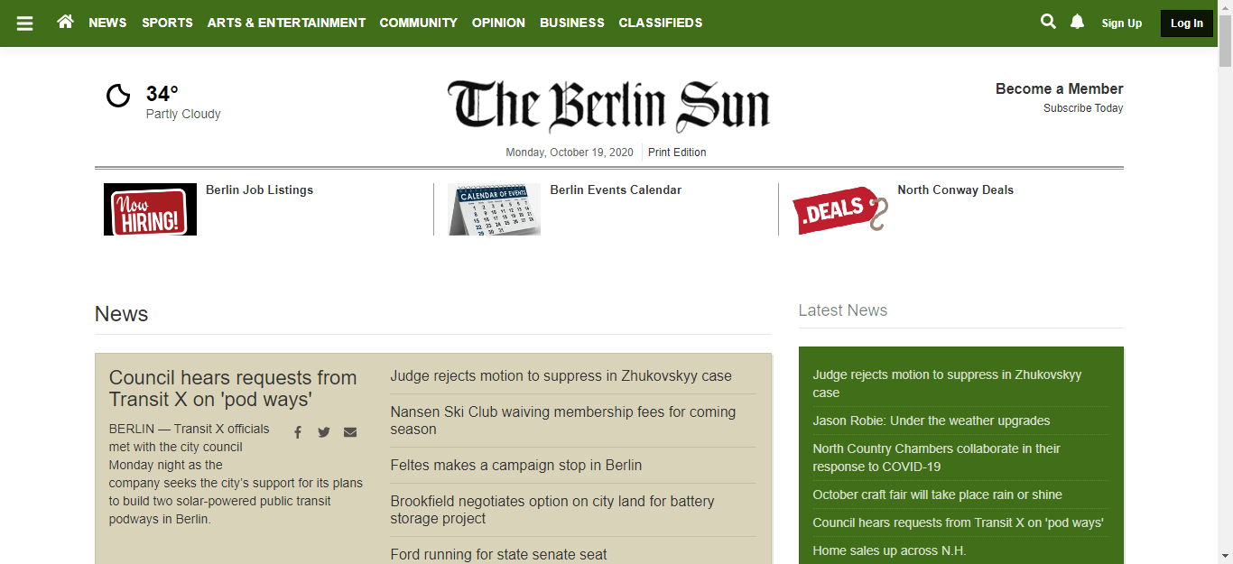 New Hampshire Newspaeprs 21 The Berlin Daily Sun website