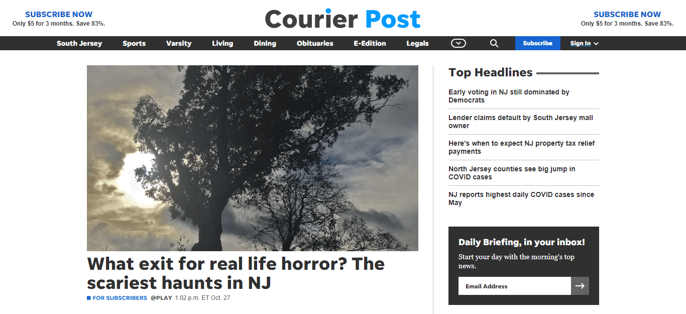 New Jersey newspapers 21 Courier Post website