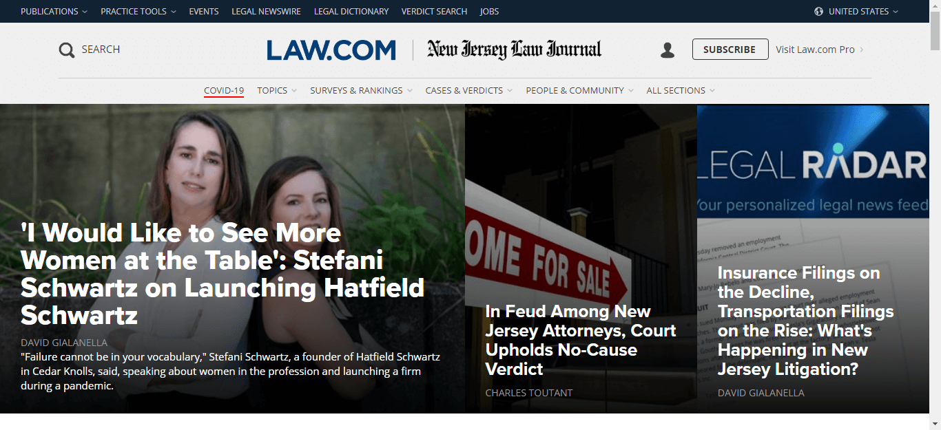 New Jersey newspapers 31 Newark New Jersey Law Journal website