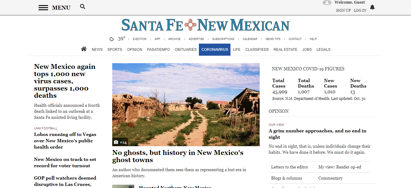 New Mexico Newspapers 04 Santa Fe New Mexican website
