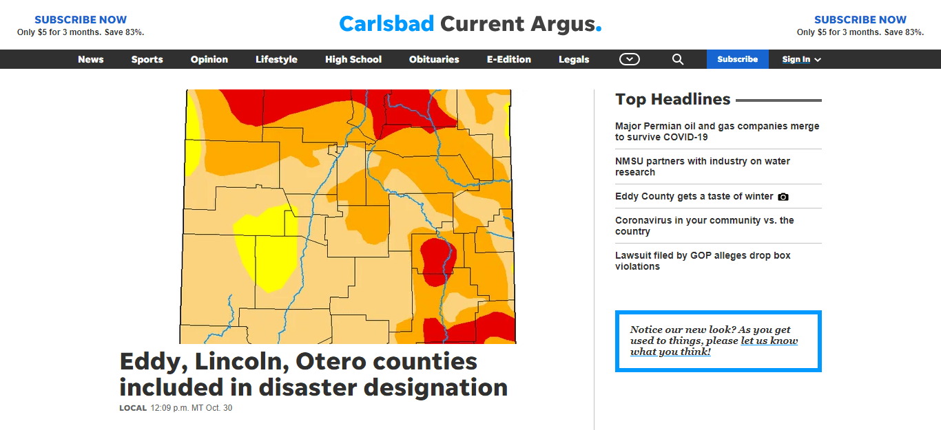 New Mexico Newspapers 13 Carlsbad Current Argus website