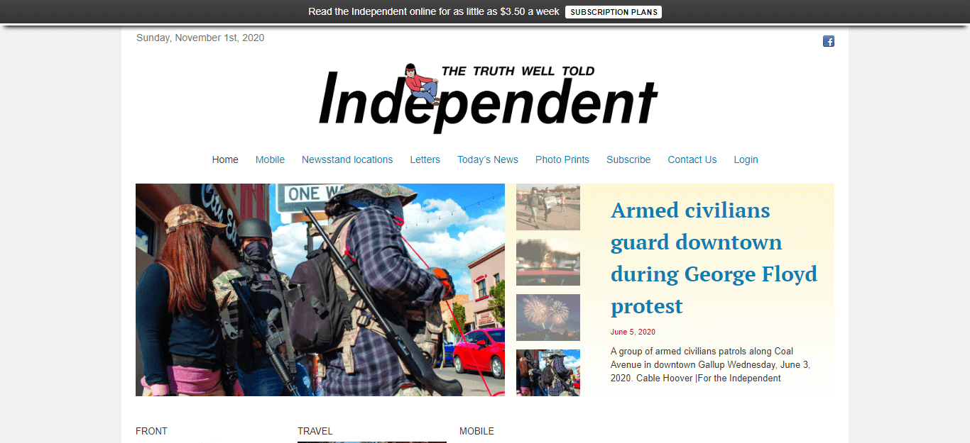 New Mexico Newspapers 22 Gallup Independent website