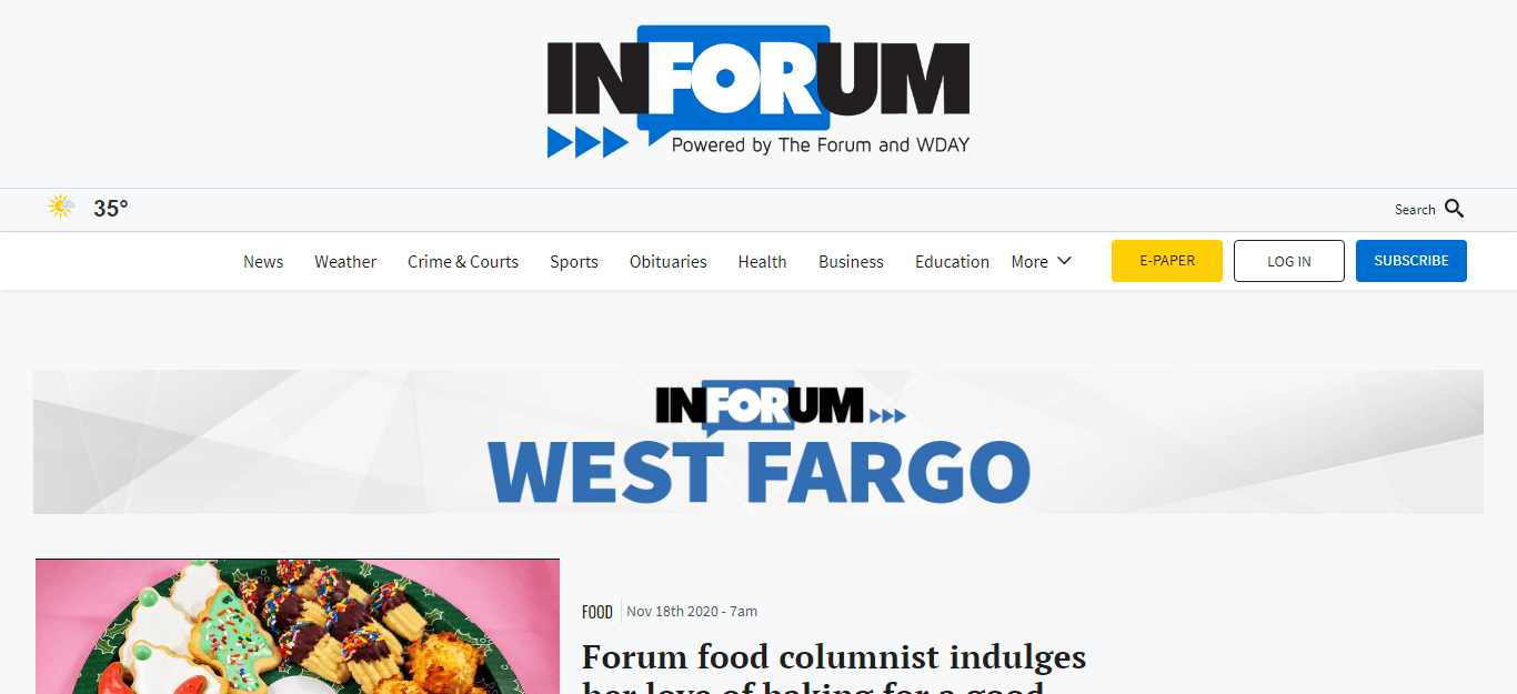 North Dakotoa Newspapers 11 West Fargo Pioneer website