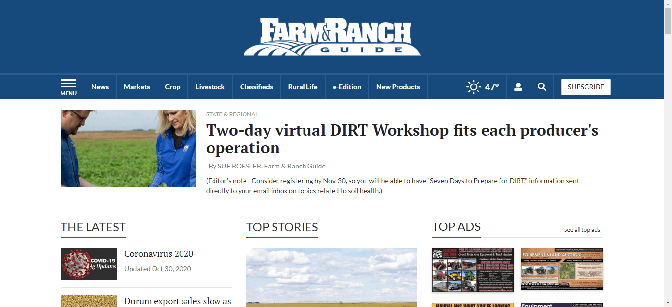 North Dakotoa Newspapers 13 Mandan Farm Ranch Guide website