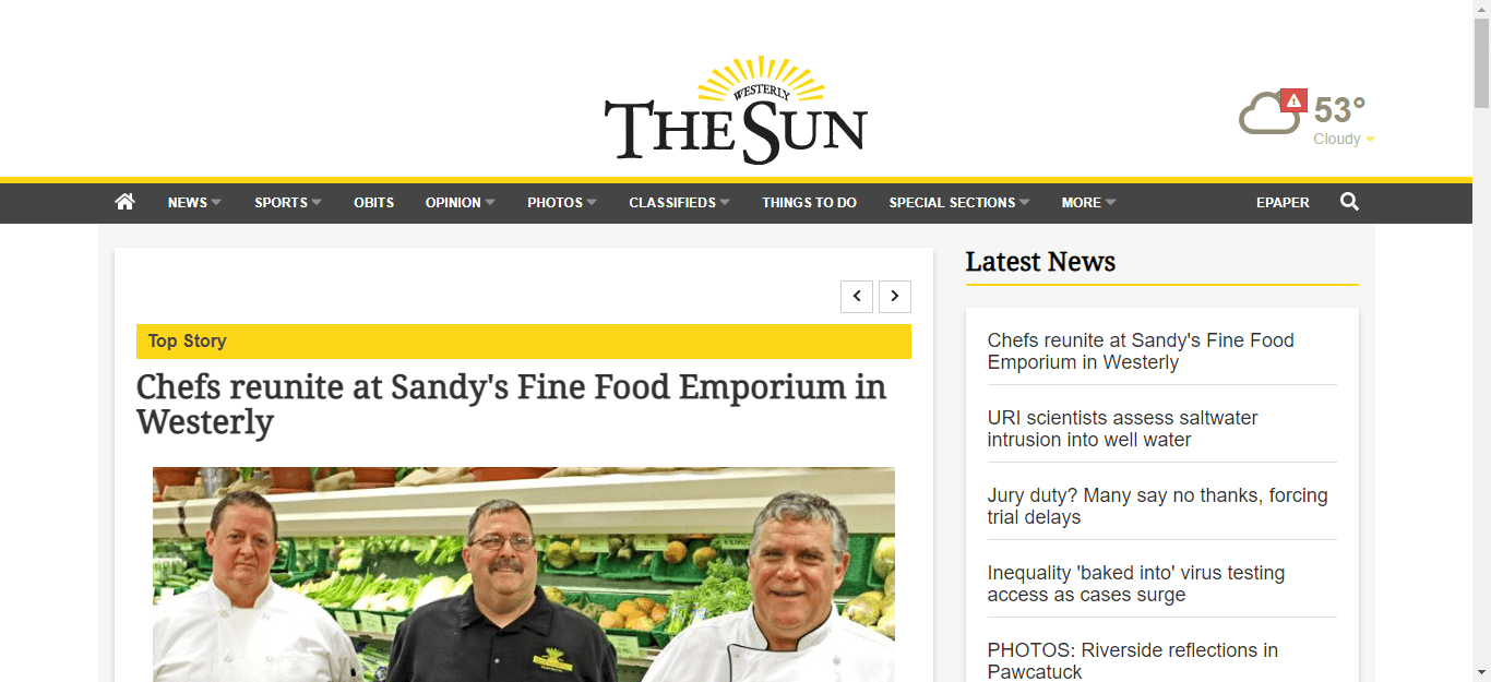 Rhode Isaland Newspapers 07 The Westerly Sun website