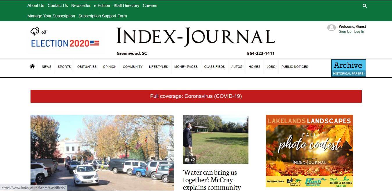 South Carolina Newspapers 12 The Index Journal Website