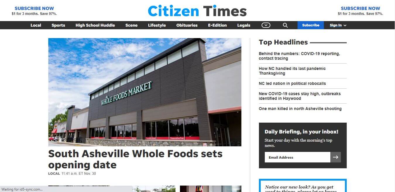 South Carolina Newspapers 13 Citizen Time Website