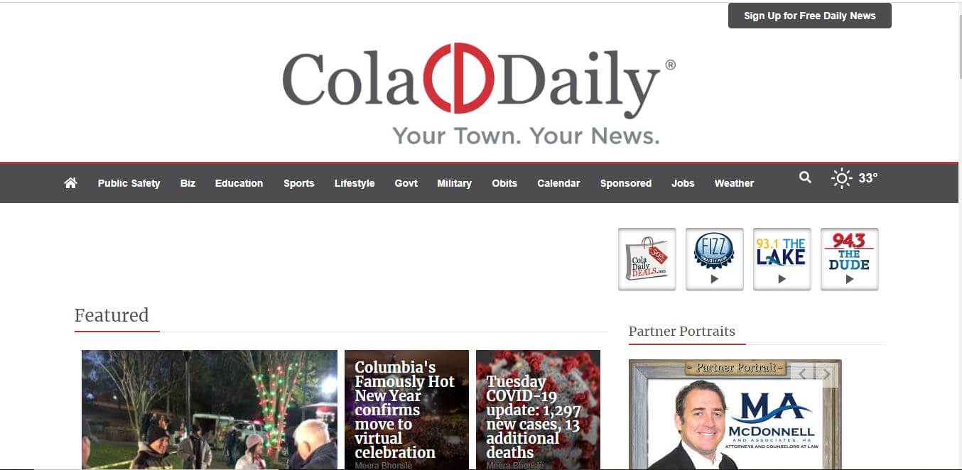 South Carolina Newspapers 33 Cola Daily Website