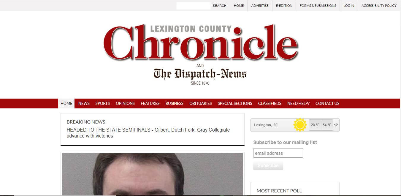South Carolina Newspapers 36 Lexington County Chronicle The Dispatch News Website