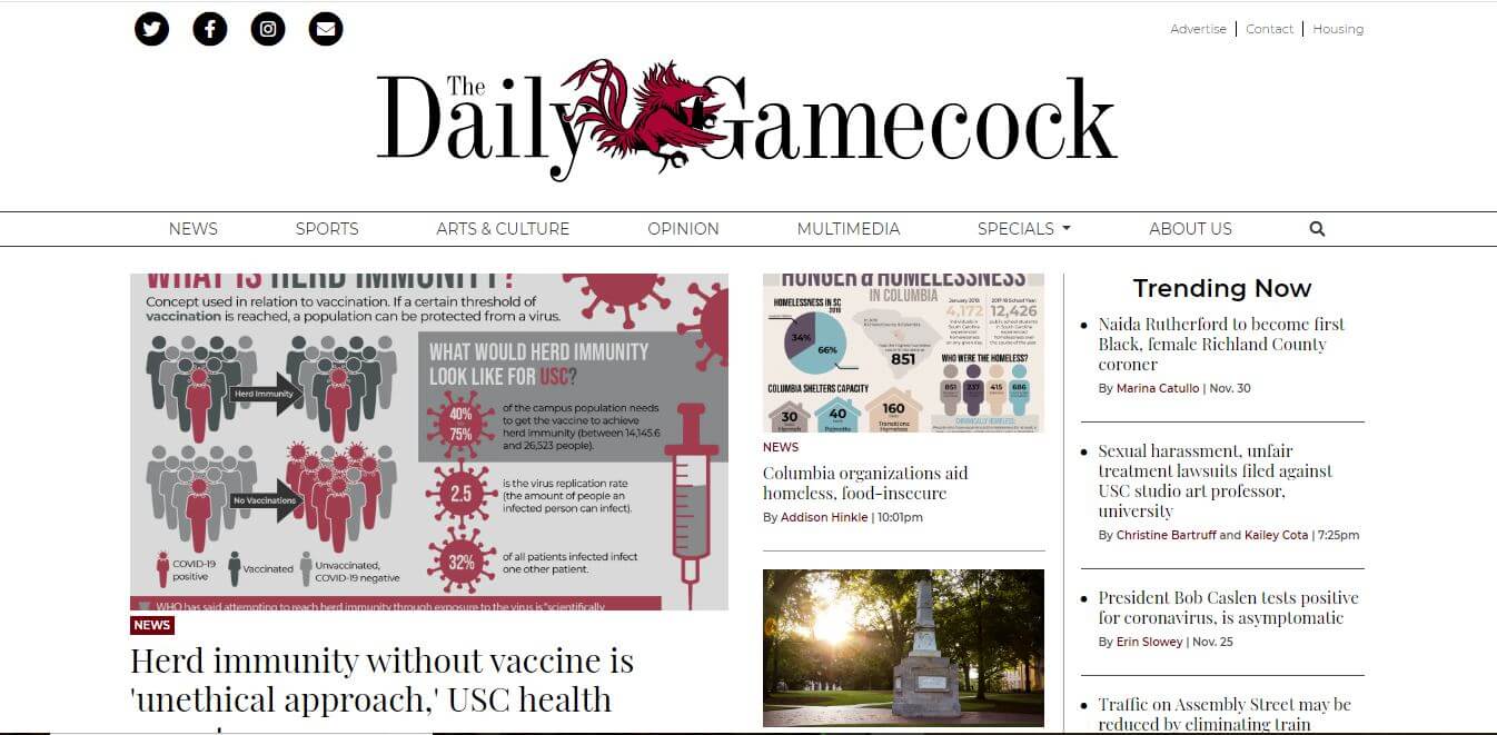 South Carolina Newspapers 39 Daily Gamecock Website