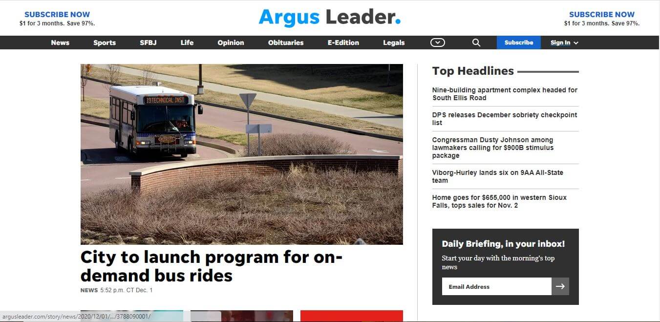 South Dakota Newspapers 03 Argus Leader Website