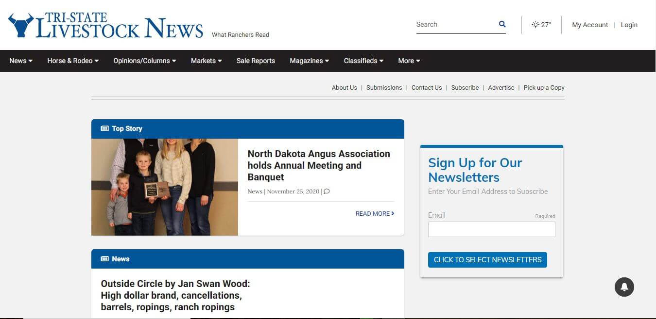 South Dakota Newspapers 09 Tri State Livestock News website