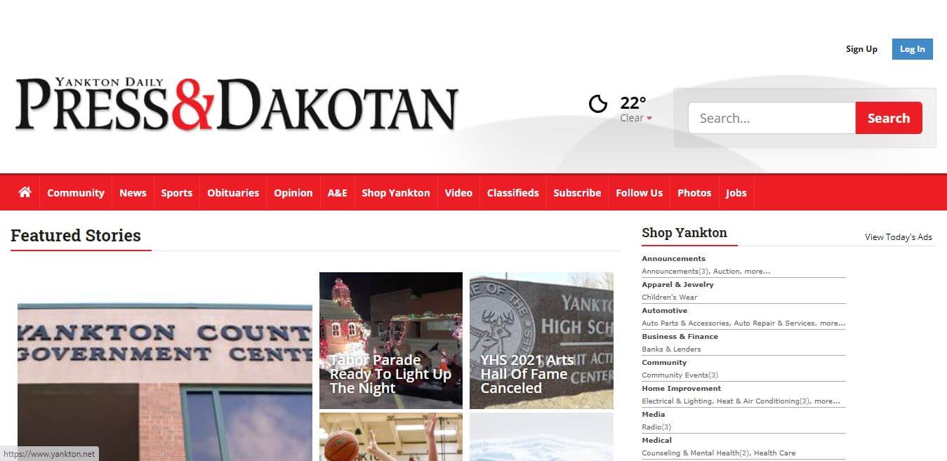 South Dakota Newspapers 13 Yankton Daily Press Dakotan website