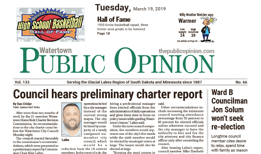 South Dakota Newspapers 15 Watertown Public Opinion 1