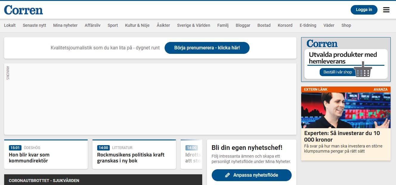 Sweden 20 Östgöta Correspondenten website