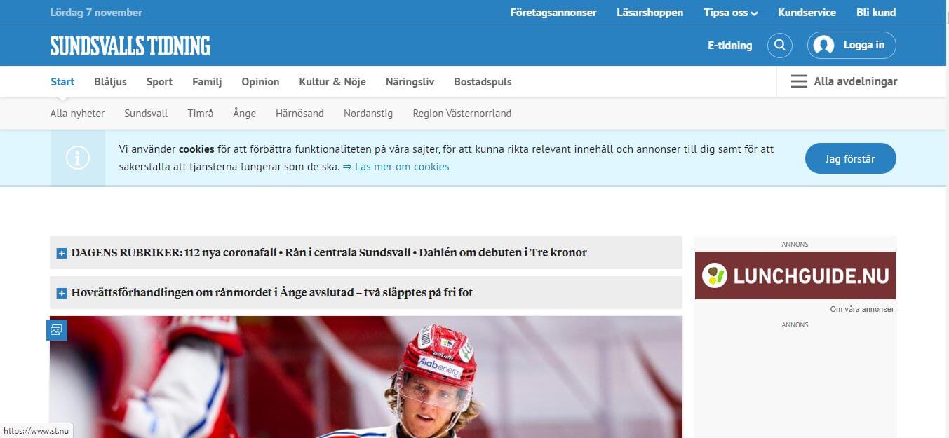 Sweden 24 Sundsvalls Tidning website