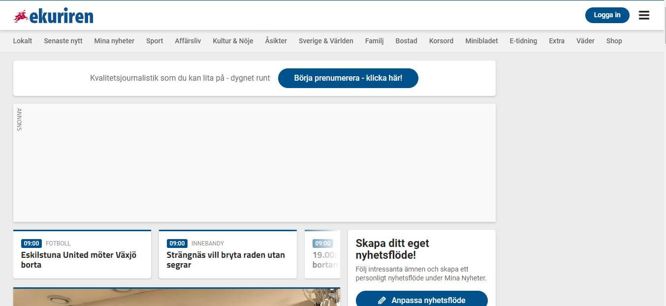 Sweden 31 Eskilstunakuriren med Strängnäs tidning website