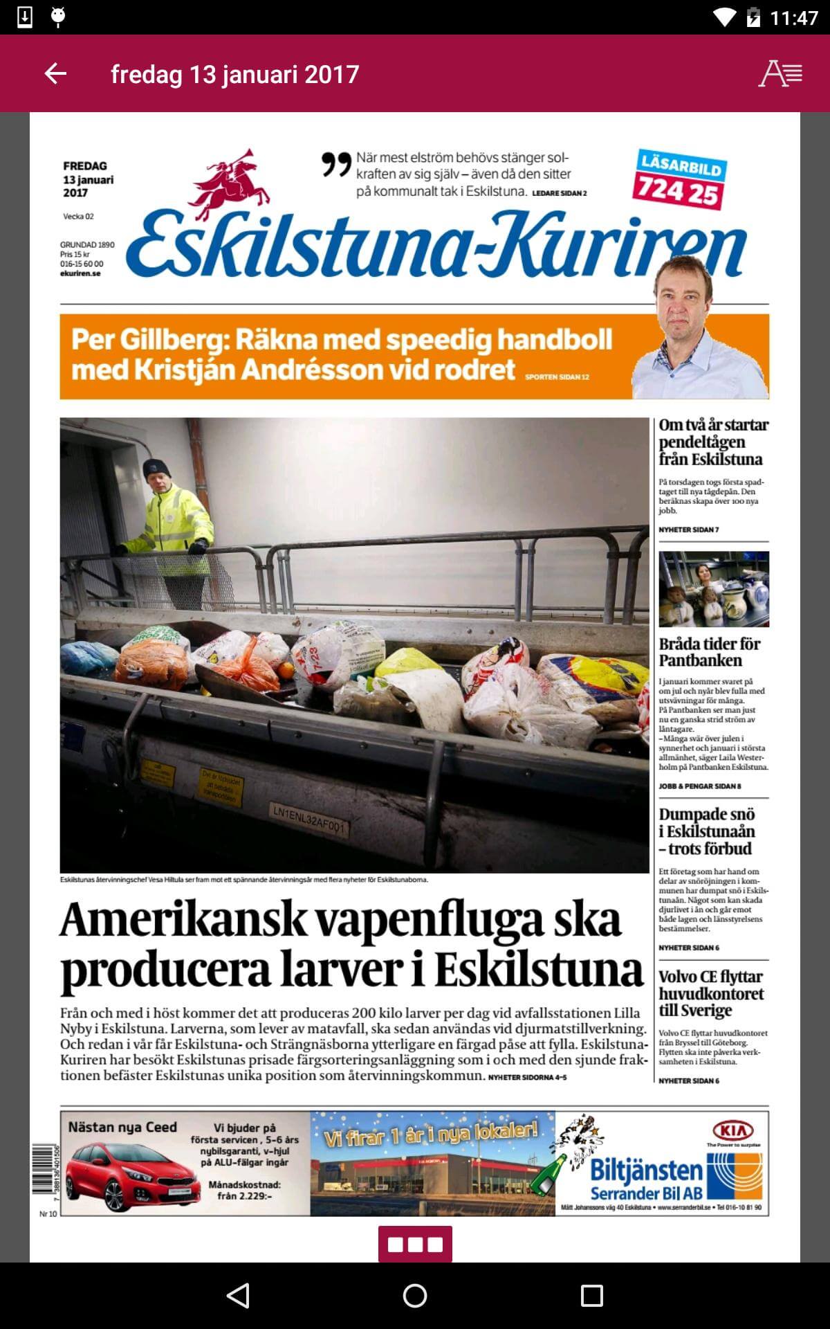 Sweden 31 Eskilstunakuriren med Strängnäs tidning