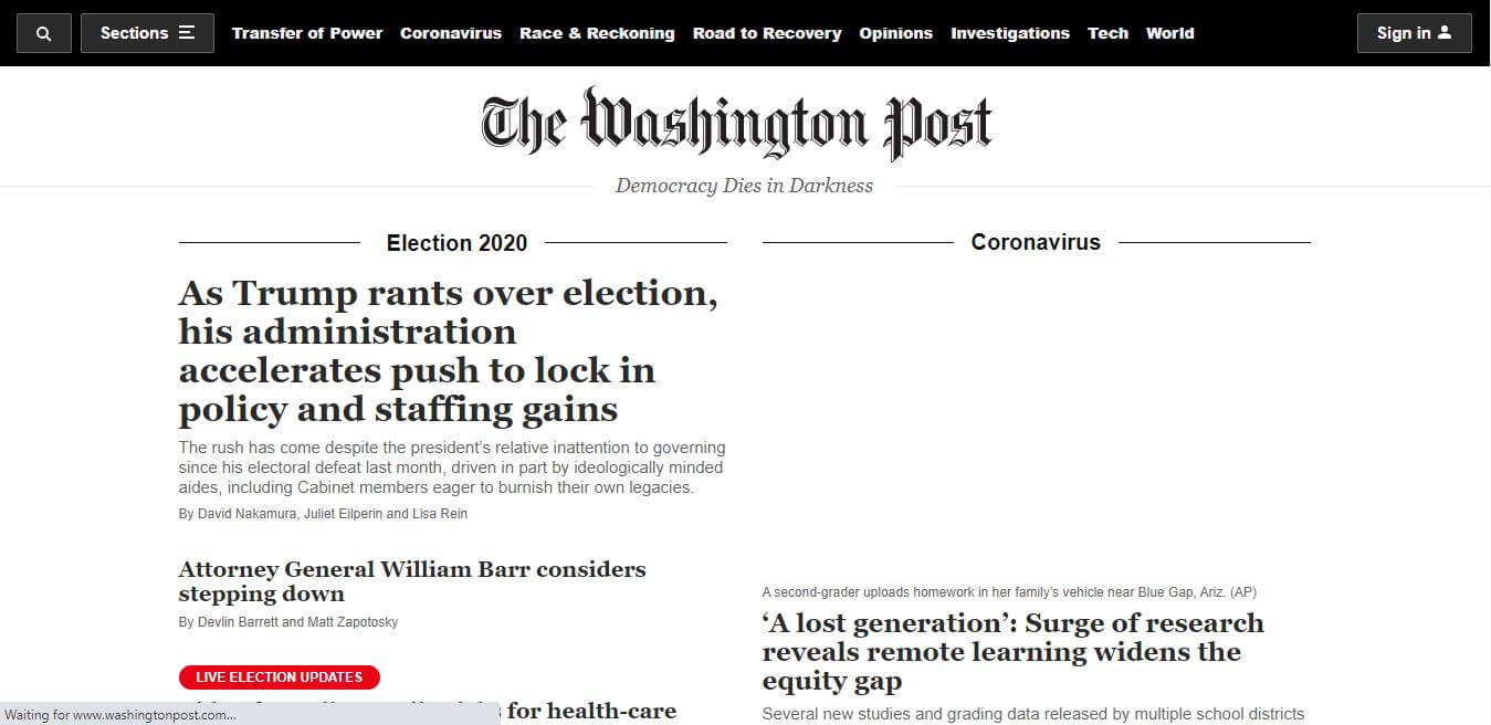 Washington DC Newspapers 01 Washington Post website