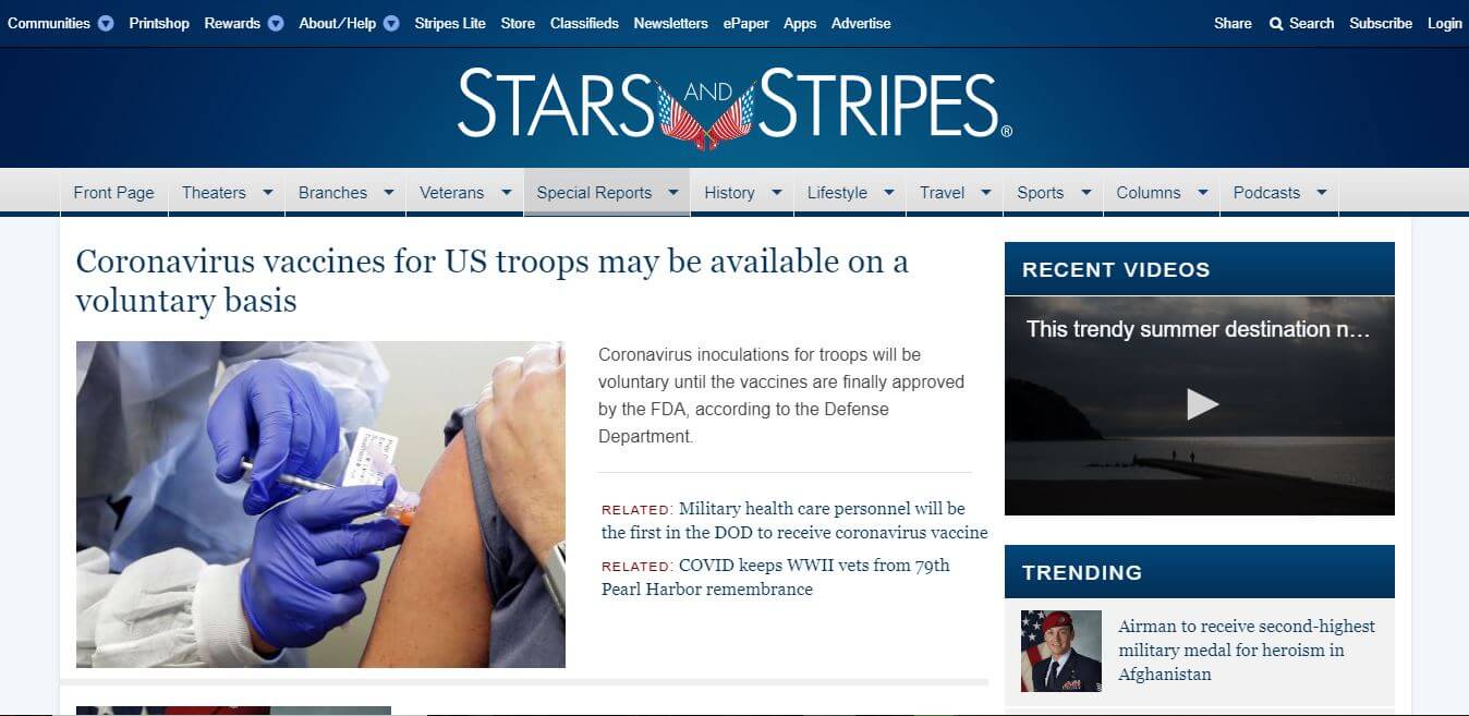 Washington DC Newspapers 07 Stars and Stripes website