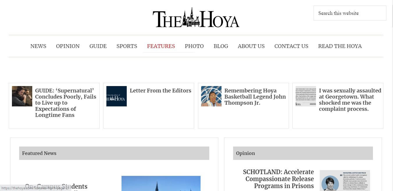 Washington DC Newspapers 14 Hoya website