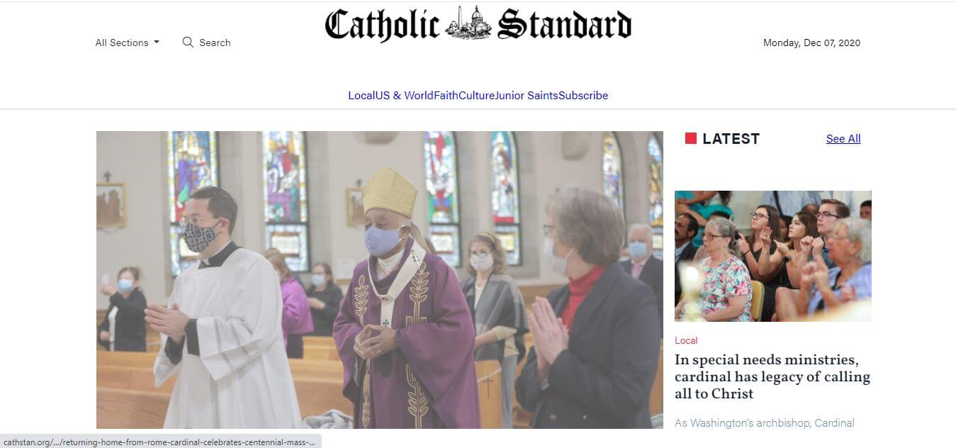 Washington DC Newspapers 18 Catholic Standard website