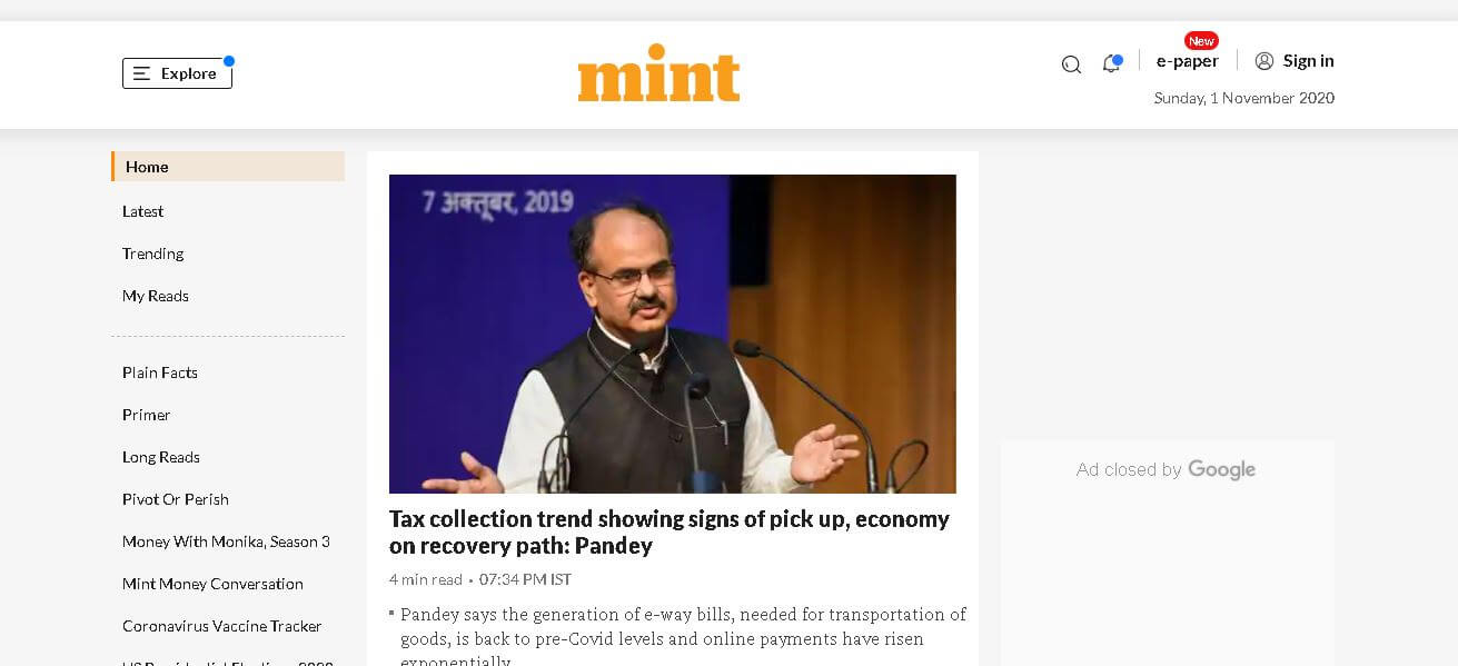 english newspapers 75 livemint website