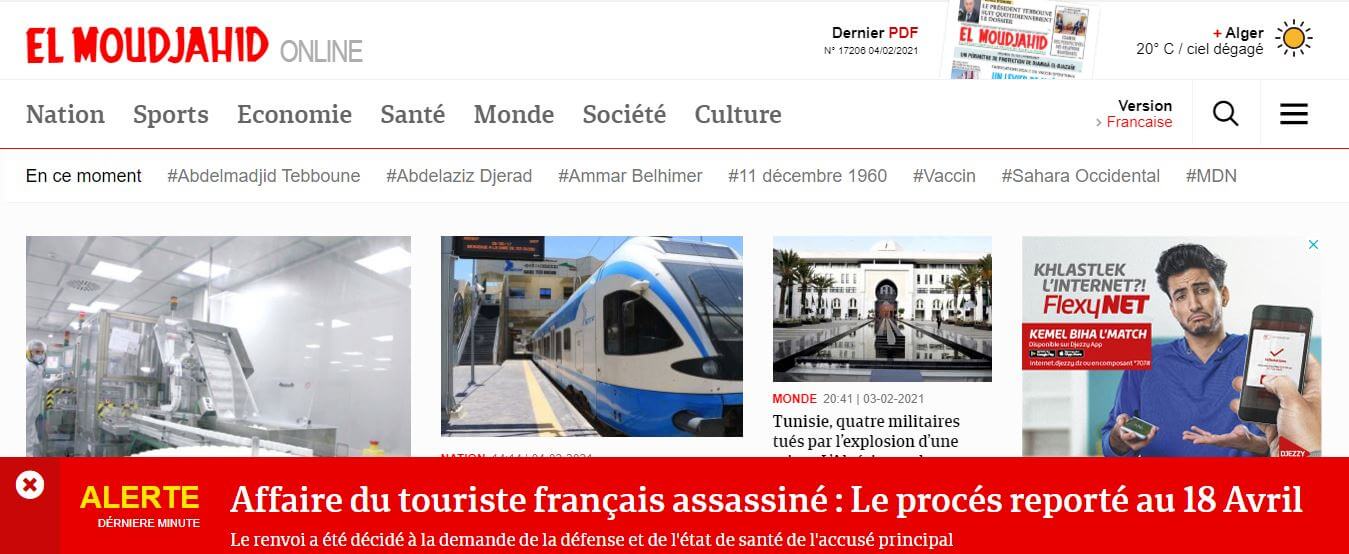 Algeria Newspapers 23 El Moudjahid website