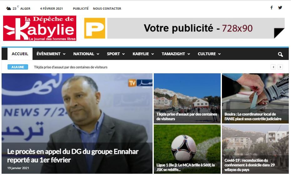 Algeria Newspapers 24 La Depeche de Kabylie website