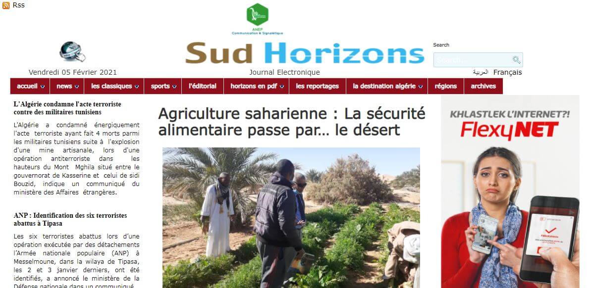 Algeria Newspapers 35 Horizons website