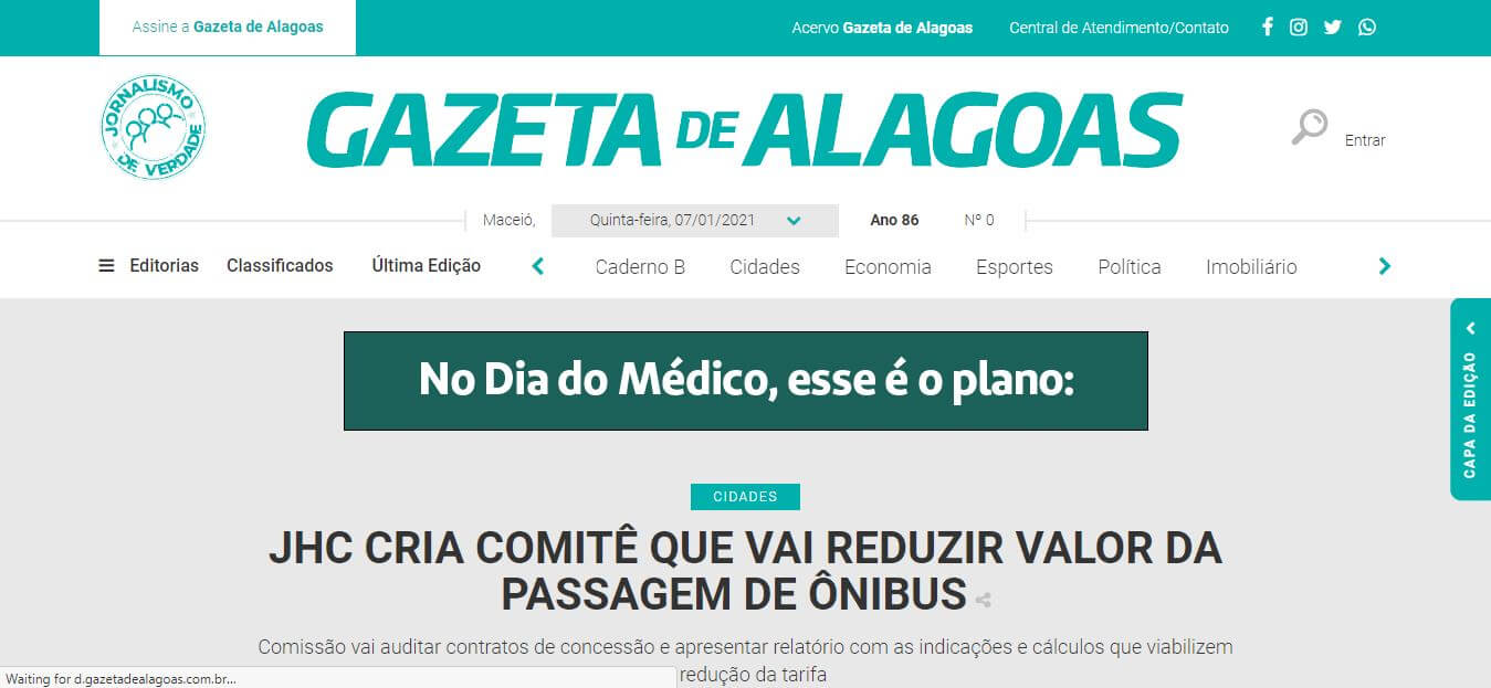 Brazil newspapers 2 Gazeta de Alagoas website