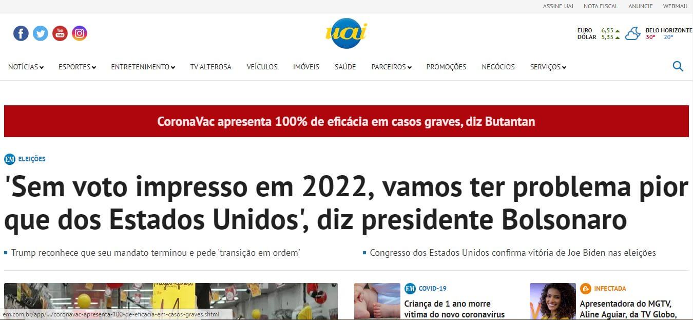 Brazil newspapers 22 UAI‎‎ website