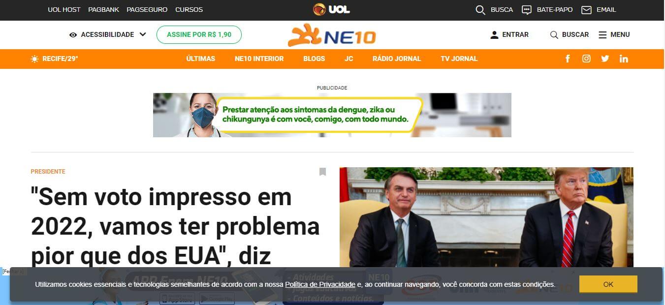 Brazil newspapers 24 NE10 website