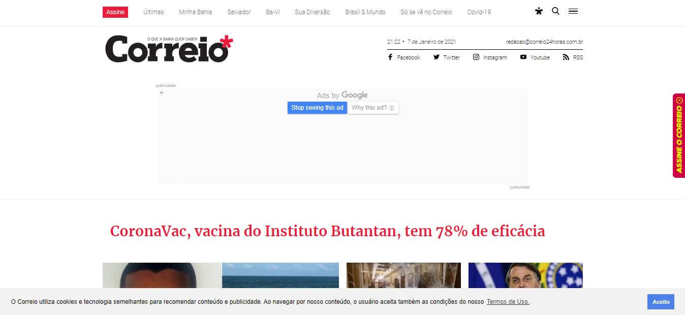 Brazil newspapers 25 Correio website