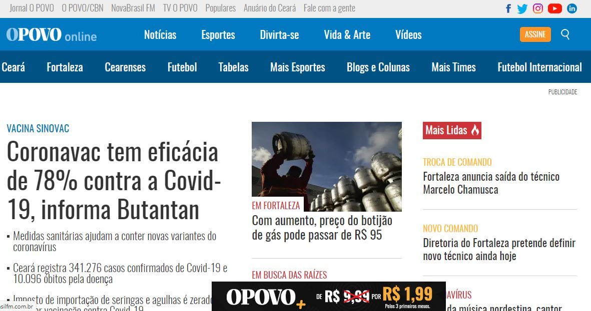 Brazil newspapers 26 O Povo website