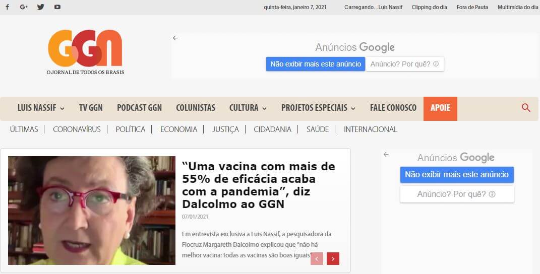 Brazil newspapers 28 Jornal GGN website