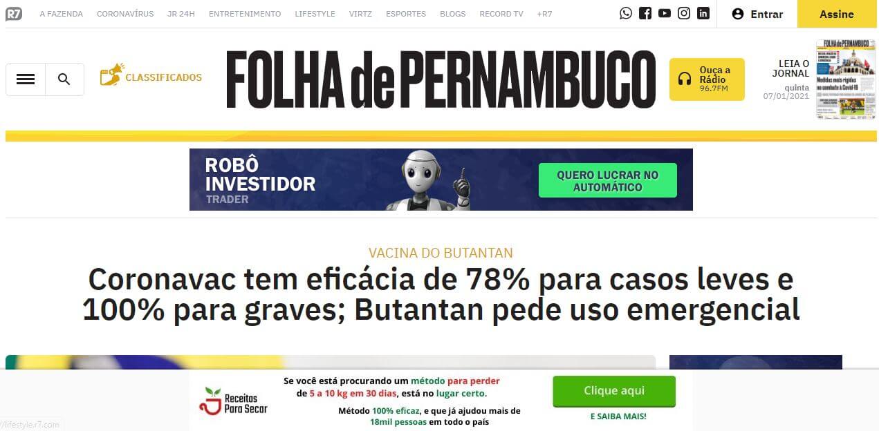 Brazil newspapers 37 FolhaPE website