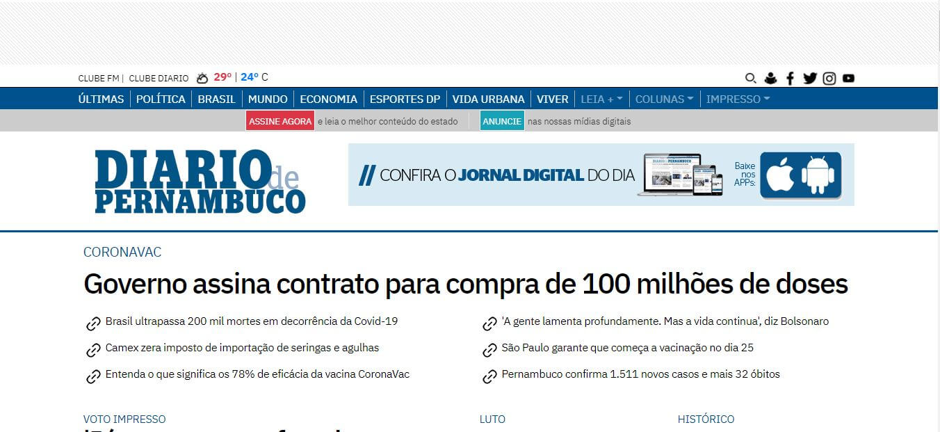 Brazil newspapers 40 Diario de Pernambuco website