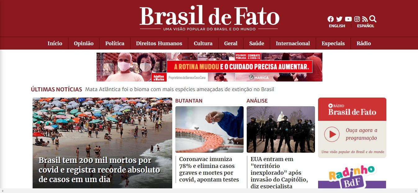Brazil newspapers 42 Brasil de Fato website