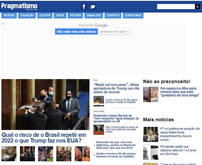 Brazil newspapers 47 Pragmatism Politico‎ website