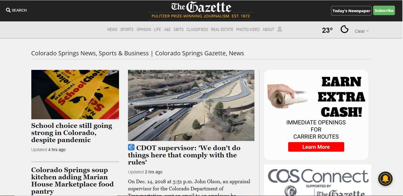 Colorado Newspapers 04 Colorado Springs Gazette Website