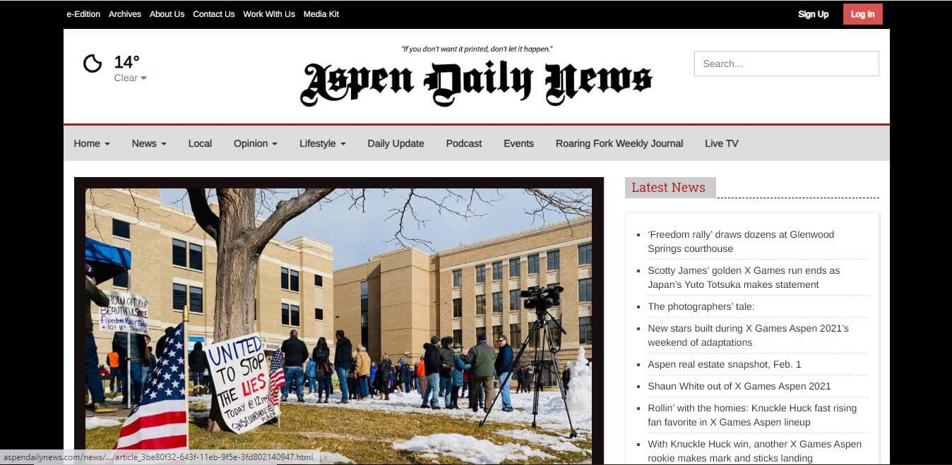 Colorado Newspapers 22 Aspen Daily News Website