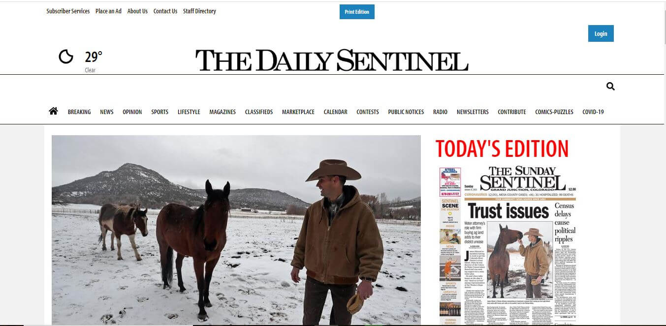 Colorado Newspapers 27 Grand Junction Daily Sentinel Website