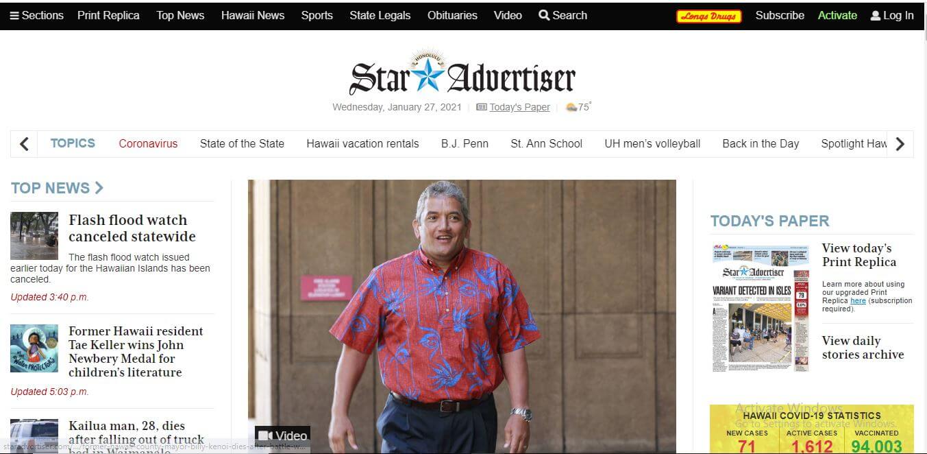 Hawaii Newspapers 01 Honolulu Star Advertiser Website