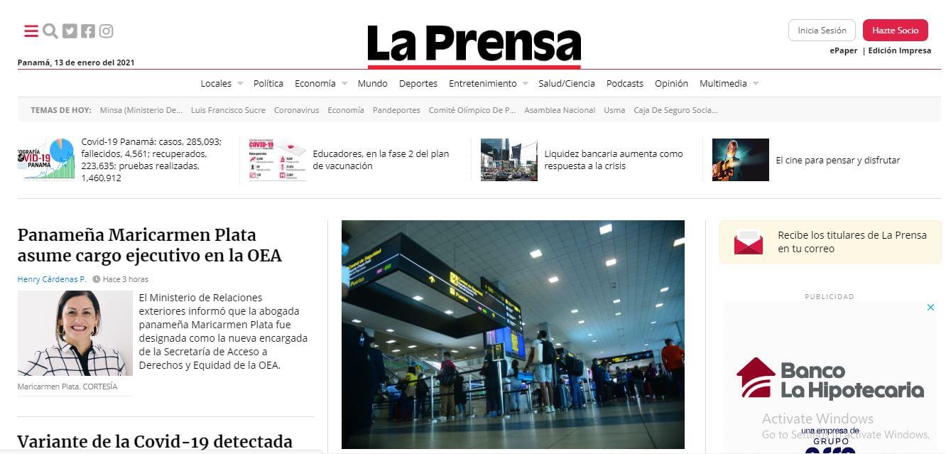 Honduras newspapers 2 La Prensa website