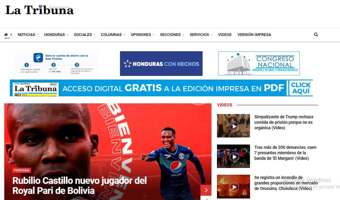 Honduras newspapers 3 La Tribuna website