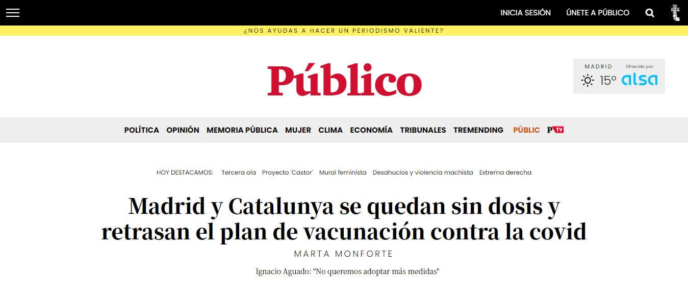 Spain newspapers 12 Publico website