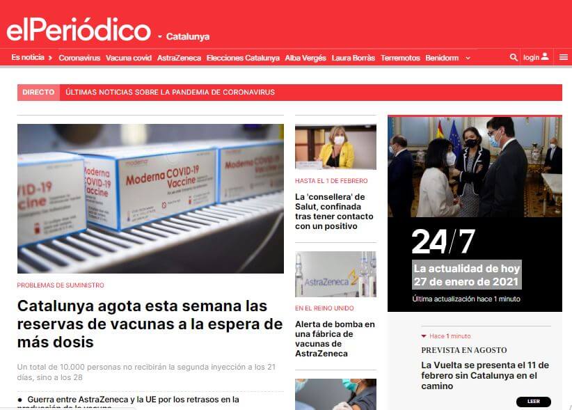 Spain newspapers 13 El Periodico de Catalunya website